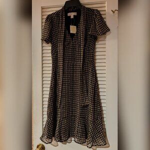 NWT Michael Kors Houndstooth Brown & Black Dress | Size XXS